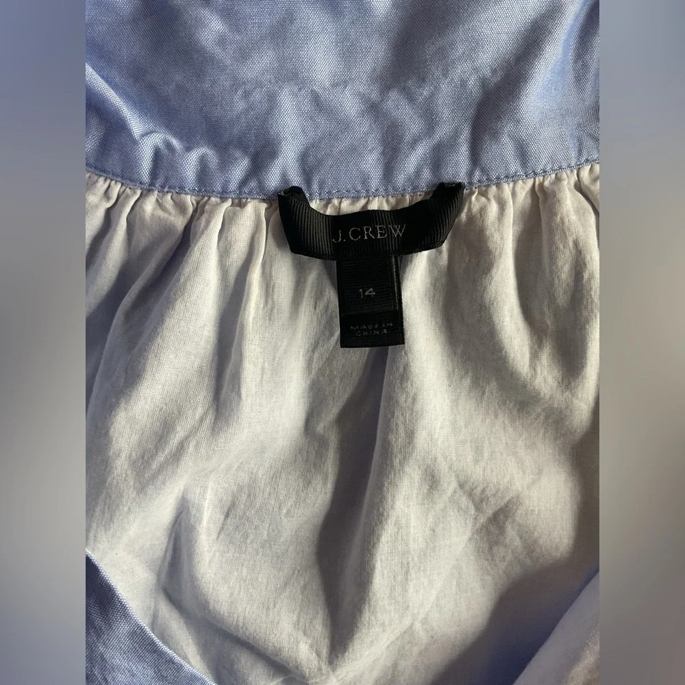 J. Crew Light Blue Tie Neck Mini Dress